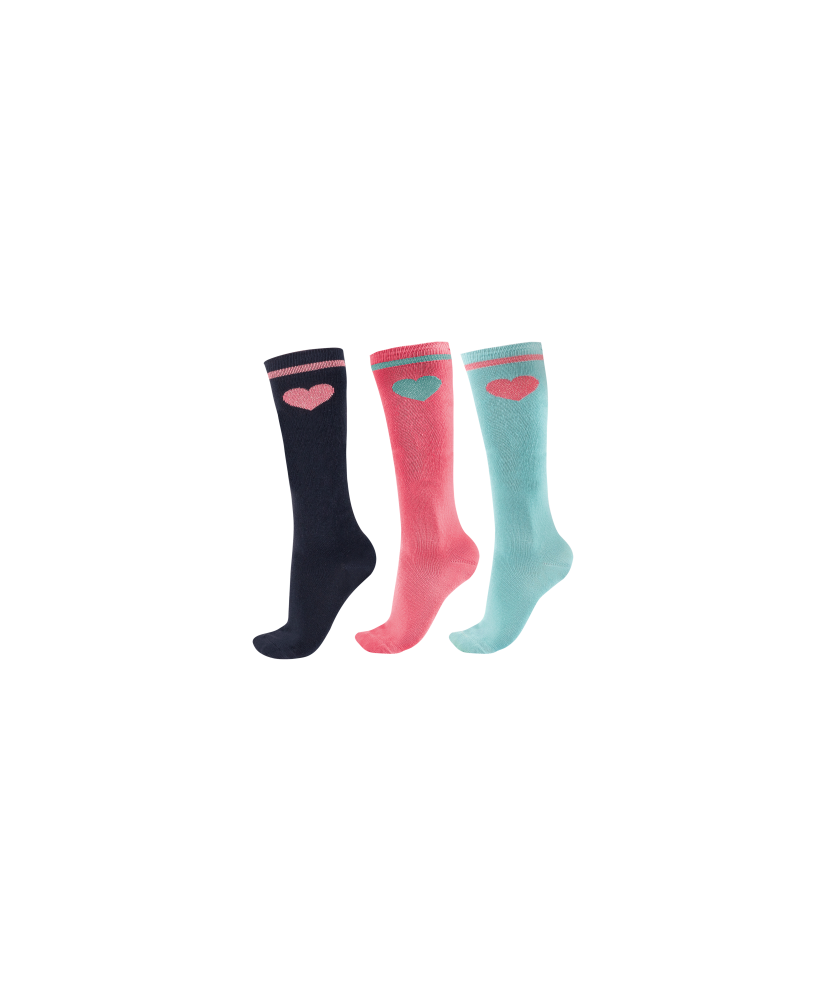 Chaussettes d’équitation Glitter, pour enfants, roserouge-vertmenthe-bleunuit, 35-38