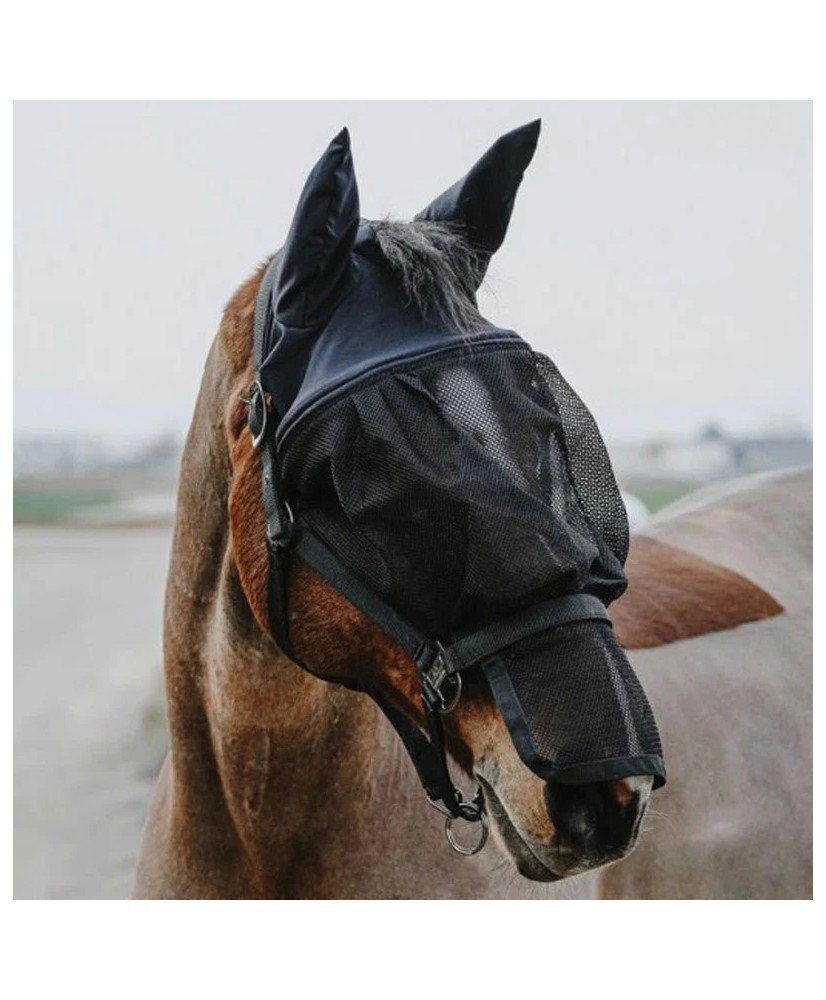 Equithème - Licol avec masque anti-mouches Mesh noir